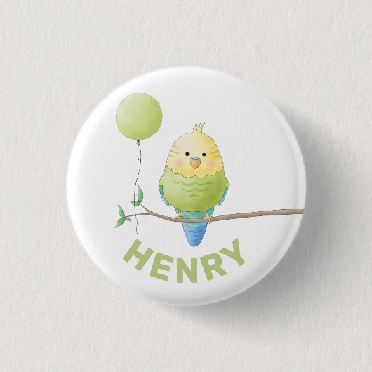 Budgie Birthday Kid's Birthday Button (Vorderseite)