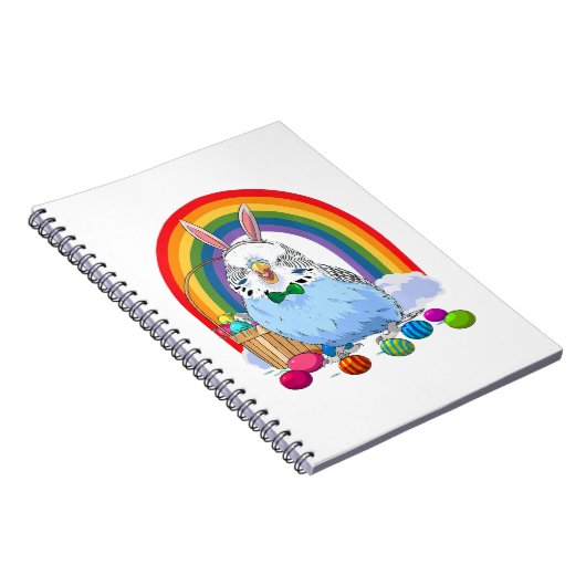 Budgie Blue Parakeet Ostereier Bunny Premium Notizblock (Rechte Seite)