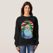 Budgie Blue Parakeet Weihnachtsbaumdekor Sweatshirt (Vorne ganz)