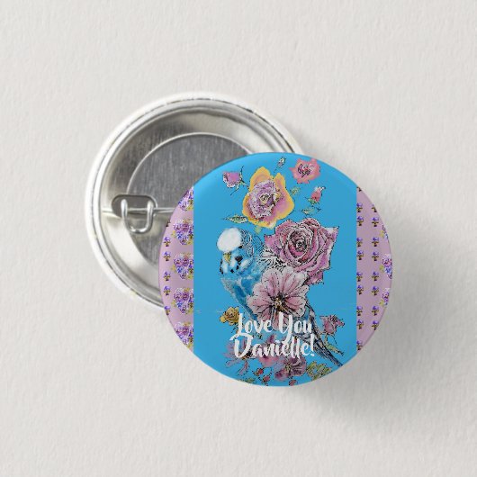 Budgie Blumengärten Frauen Niedliches Abzeichen Button (Vorne & Hinten)