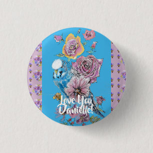 Budgie Blumengärten Frauen Niedliches Abzeichen Button
