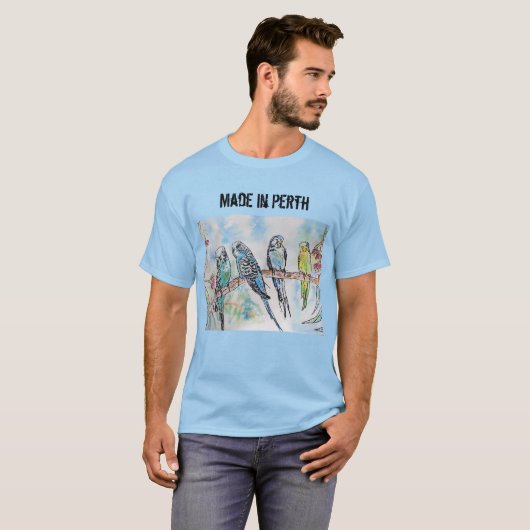 Budgie Budgerigar Bird aus Perth T Shirt (Vorne ganz)