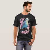 Budgie Budgerigar Bird Japanese Cherry Sakura Flow T-Shirt (Vorne ganz)