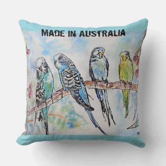 Budgie Budgerigar Bird Made In Australia T Shirt Kissen (Vorderseite)