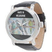 Budgie Budgerigar Bird Made In Melbourne Birds Armbanduhr (Schrägansicht)