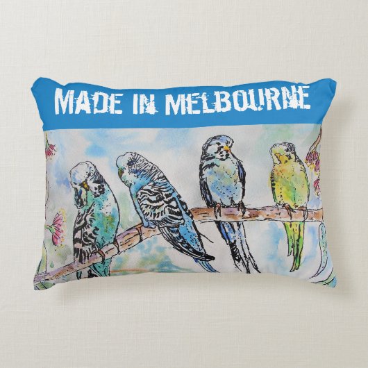 Budgie Budgerigar Bird Made In Melbourne Birds Dekokissen (Vorderseite)