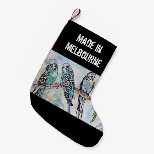 Budgie Budgerigar Bird Made In Melbourne Birds Kleiner Weihnachtsstrumpf (Vorderansicht (hängend))