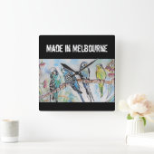Budgie Budgerigar Bird Made In Melbourne Birds Quadratische Wanduhr (Zuhause)