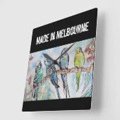 Budgie Budgerigar Bird Made In Melbourne Birds Quadratische Wanduhr (Winkel)