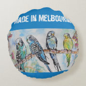 Budgie Budgerigar Bird Made In Melbourne Birds Rundes Kissen (Rückseite)