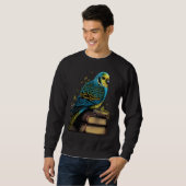 Budgie Budgerigar Book Parakeet Bird Bookworm Read Sweatshirt (Vorne ganz)