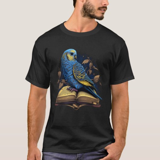 Budgie Budgerigar Book Parakeet Bird Bookworm Read T-Shirt (Vorderseite)