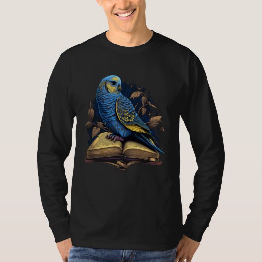 Budgie Budgerigar Book Parakeet Bird Bookworm Read T-Shirt (Vorderseite)