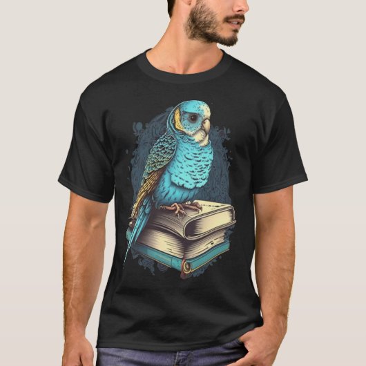 Budgie Budgerigar Book Parakeet Bird Bookworm Read T-Shirt (Vorderseite)