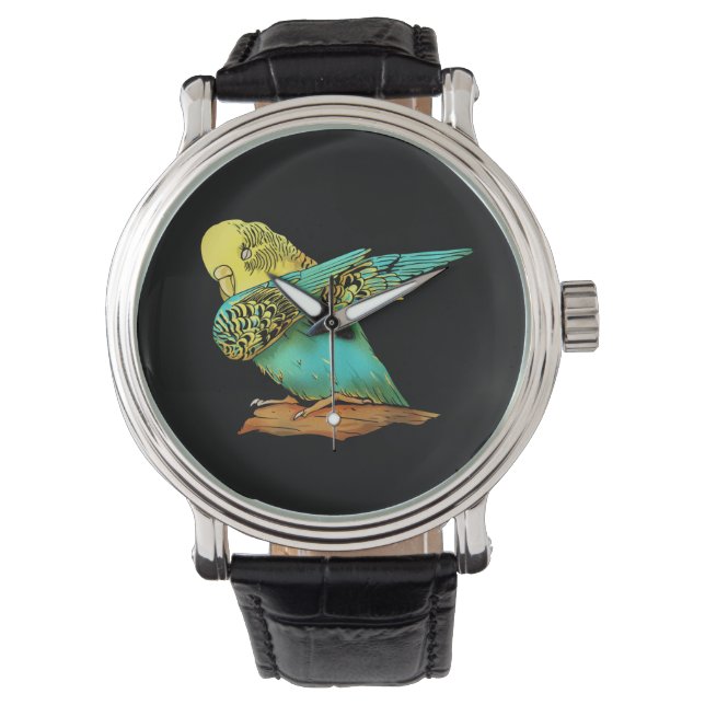 Budgie Budgerigar Dabbing Armbanduhr (Vorderseite)