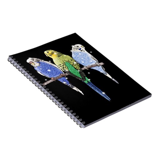Budgie Budgerigar-Glitzer Notizblock (Rechte Seite)