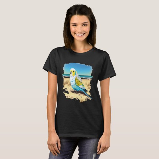 Budgie Budgerigar Parakeet Bird Ocean Beach Summer T-Shirt (Vorne ganz)