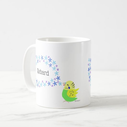 Budgie Budgerigar Vogelliebhaber Individuelle Name Kaffeetasse (Vorderseite Links)