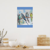 Budgie Budgies Aquarellmalerei Vogelkunst Poster (Küche)