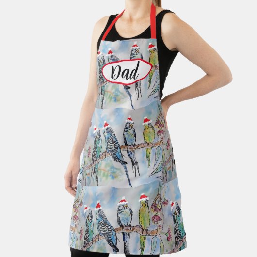 Budgie Budgies Bird Birds Dad Christmas Kitchen Schürze (InSitu)