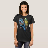 Budgie Budgies Budgerigar Parakeet Birds Birdwatch T-Shirt (Vorne ganz)