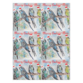 Budgie Budgies Merry Budgiemas Christmas dinner Tischdecke (Vorderseite)