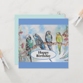 Budgie Budgies Watercolor Painting Bird Card Karte (Vorderseite/Rückseite Beispiel)