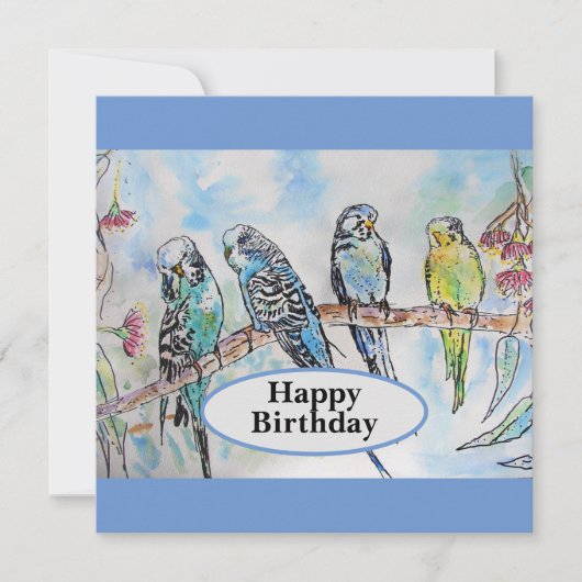Budgie Budgies Watercolor Painting Bird Card Karte (Vorderseite)