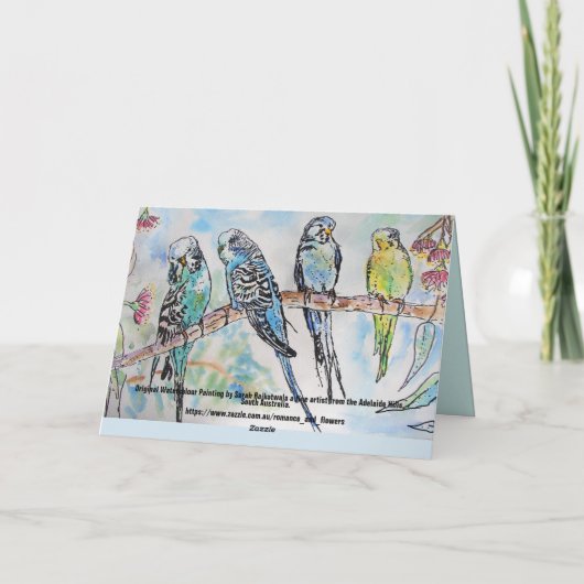 Budgie Budgies Watercolor Painting Bird Card Karte (Rückseite)