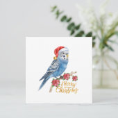 Budgie Christmas Card Feiertagskarte (Stehend Vorderseite)