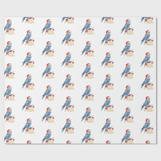 Budgie Christmas Wrapping Paper Geschenkpapier (Flach)