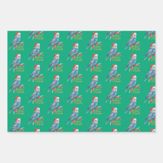 Budgie Christmas Wrapping Paper Geschenkpapier Set (Vorderseite 3)