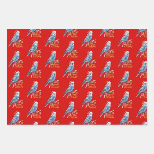 Budgie Christmas Wrapping Paper Geschenkpapier Set (Vorderseite 2)