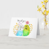 Budgie Couple Wedding Danke Niedliche Liebhaber Karte (Gelbe Blume)