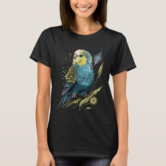 Budgie Dandelion Blume Budgerigar Parakeet T-Shirt (Vorderseite)