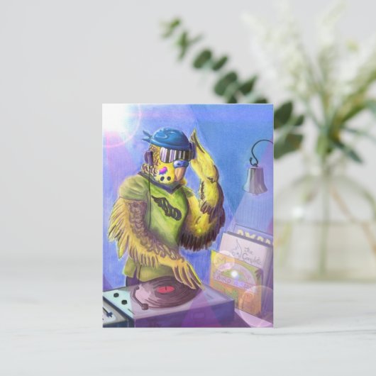 Budgie DJ Postkarte (Stehend Vorderseite)