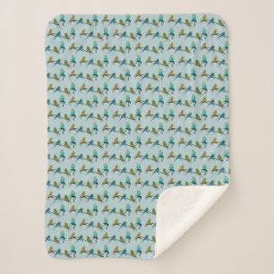 Budgie Frenzies Sherpa-Decke (Hellcyan) Sherpadecke