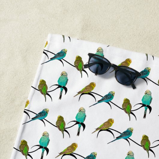 Budgie Frenzy Beach Handtuch (Farbe wählen) (Beispiel)