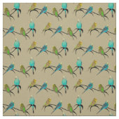 Budgie Frenzy Fabric (Gold) Stoff (Muster)