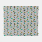 Budgie Frenzy Fleece Blanket (grau) (Vorderseite (Horizontal))
