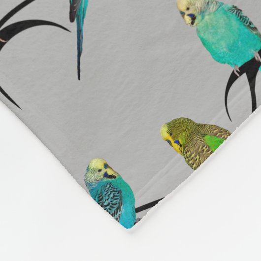 Budgie Frenzy Fleece Blanket (grau) (Ecke)