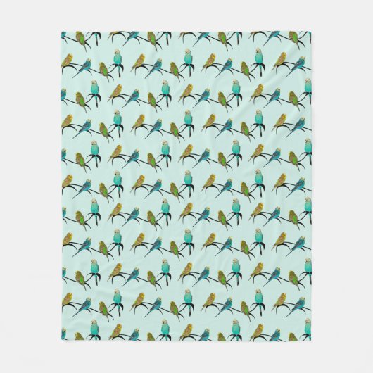 Budgie Frenzy Fleece Blanket (Light Cyan) (Vorderseite)