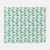 Budgie Frenzy Fleece Blanket (Light Cyan) (Vorderseite (Horizontal))
