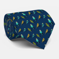 Budgie Frenzy Krawatte Double Sided Print (Marine)