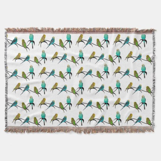 Budgie Frenzy Throw Blanket (Farbe auswählen) Decke (Vorderseite)