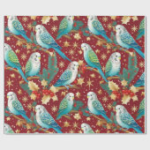 Budgie Gold & Red Christmas Wrapping Paper Geschenkpapier (Flach)