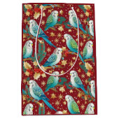 Budgie Gold & Red Christmas Wrapping Paper Mittlere Geschenktüte (Vorderseite)