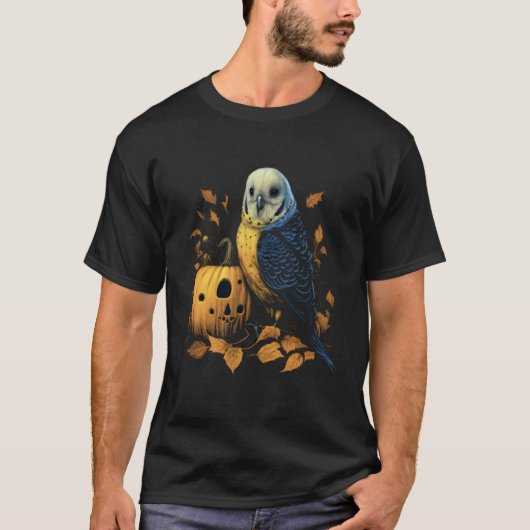 Budgie Halloween Pumpkin Budgerigar Parakeet Bird  T-Shirt (Vorderseite)