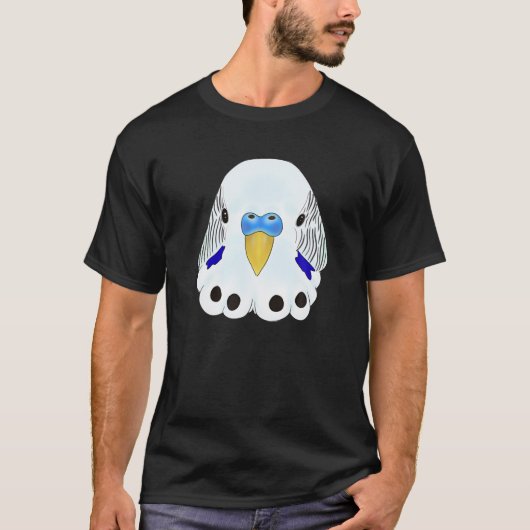 Budgie Head - weißer und blauer Paraket Kopf auf b T-Shirt (Vorderseite)