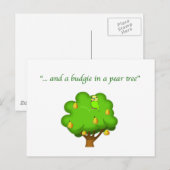 Budgie in einem Birnenbaum Postkarte (Vorne/Hinten)